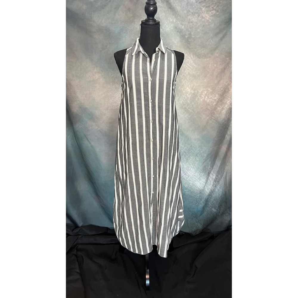 Holding Horses Anthropologie Gray Dress‎ Sleeveless Striped Button Down Size 2